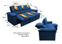 Ver imagem 3 de Sofá Retrátil Reclinável Atenas 2,30m Suede Velut Azul Marinho C/ Molas no Assento - King House