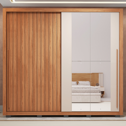 Guarda-roupa Casal Ripado com Espelhos 2 Portas e 4 Gavetas Suburban Gold Espresso Móveis - 13