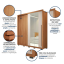 Ver imagem 5 de Guarda-Roupa Casal Ripado 2 Portas 4 Gavetas com Espelho Suburban Freijo e Off White