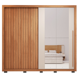 Guarda-roupa Casal Ripado com Espelhos 2 Portas e 4 Gavetas Suburban Gold Espresso Móveis - 11