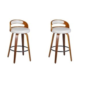 Kit 2 Banquetas para Cozinha Altas Giratórias Madeira Roma Rivatti