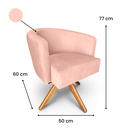 Ver imagem 2 de Poltrona Decorativa Leila em Veludo Base de Madeira MQ Decor - Rose Veludo