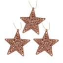 Ver imagem 1 de Kit 3 Estrelas Tridimensional Glitter Arabesco Natal Rosê Gold 9cm - Magizi