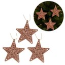 Ver imagem 3 de Kit 3 Estrelas Tridimensional Glitter Arabesco Natal Rosê Gold 9cm - Magizi