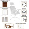 Kit 10 Cadeiras de Escritório Presidente Giratória com Apoia Cabeça Office Lisboa - 8