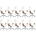 Ver imagem 1 de Kit 10 Cadeiras de Escritório Presidente Giratória com Apoia Cabeça Office Lisboa Branco/Marrom Rivatti