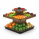 Ver imagem 1 de Fruteira Central Premium 125x125 cm Nogal Málaga FCPR1250 - Refrimate
