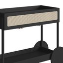 Ver mais imagens de Carrinho Bar 1 Gaveta 112cm com Porta Taças Palhinha Pé Madeira Oslo Preto/Nero