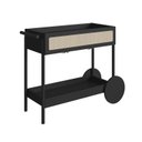 Ver imagem 5 de Carrinho Bar 1 Gaveta 112cm com Porta Taças Palhinha Pé Madeira Oslo Preto/Nero