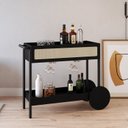 Ver imagem 2 de Carrinho Bar 1 Gaveta 112cm com Porta Taças Palhinha Pé Madeira Oslo