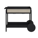 Ver imagem 3 de Carrinho Bar 1 Gaveta 112cm com Porta Taças Palhinha Pé Madeira Oslo