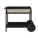 Ver imagem 3 de Carrinho Bar 1 Gaveta 112cm com Porta Taças Palhinha Pé Madeira Oslo Preto/Nero