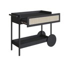 Ver imagem 6 de Carrinho Bar 1 Gaveta 112cm com Porta Taças Palhinha Pé Madeira Oslo Preto/Nero