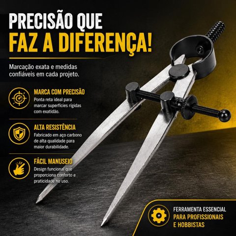 Compasso Profissional Aco Ponta Reta 8 Polegadas Medidor Mecanico 200mm Desenho Artistico Estudos In