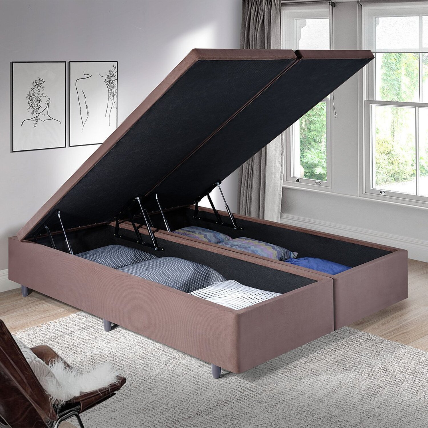 Cama Box Baú King 193 Cm X 203 Cm