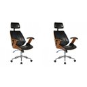 Ver imagem 1 de Kit 2 Cadeiras de Escritório Presidente Giratória com Apoia Cabeça Office Lisboa Preto Rivatti