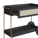 Ver mais imagens de Carrinho Bar 1 Gaveta 110cm com Porta Taças Palhinha Pé Metal Oslo Preto/Nero/Dourado
