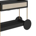 Ver imagem 7 de Carrinho Bar 1 Gaveta 110cm com Porta Taças Palhinha Pé Metal Oslo Preto/Nero/Dourado