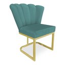 Ver imagem 1 de Poltrona Flor Veludo Azul Turquesa Base Metálica Industrial Dourado - Pallazio