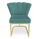 Ver imagem 3 de Poltrona Flor Veludo Azul Turquesa Base Metálica Industrial Dourado - Pallazio