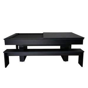 Mesa de Sinuca e Jantar com 2 Bancos - 2,20x1,20 - Preto