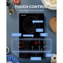 Ver imagem 2 de Amzchef Cooktop de Indução 2 Bocas com Plug 1800w, 9 Níveis de Potência
