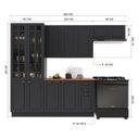 Ver imagem 3 de Cozinha Modulada 4 Peças Cristaleira Balcão com Tampo 2 Aéreos 100% MDF com Rodapé Bari