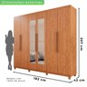 Guarda-roupa Casal 6 Portas 4 Gavetas com Espelho com Pés Atlanta 100% MDF - 5