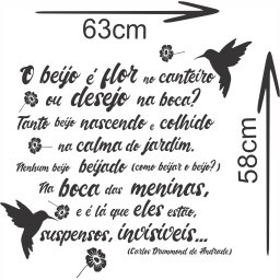 Adesivo de Parede Decoratico Frase o Beija-flor - Carlos Drummond de Andrade - 2