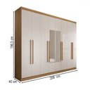 Ver imagem 4 de Guarda-roupa Ele e Ela 8 Portas 4 Gavetas com Espelho Off White/cinamomo - Panorama Móveis