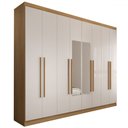 Ver imagem 3 de Guarda-roupa Ele e Ela 8 Portas 4 Gavetas com Espelho Off White/cinamomo - Panorama Móveis