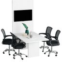 Ver imagem 1 de Mesa de Reunião para Escritório com Painel 6 Lugares Branco