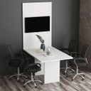 Ver mais imagens de Mesa de Reunião para Escritório com Painel 6 Lugares Branco