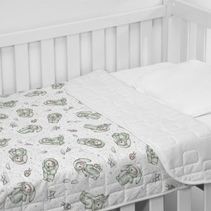 Cobre Leito Tecebem Baby Malha Estampado Yan 85cm X 145m Branco
