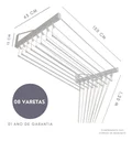 Ver imagem 2 de Varal De Parede Individual 150cm x 08 Varetas - Em Alumínio Branco