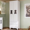 Ver imagem 1 de Guarda-roupa Infantil 62cm 2 Portas com Vidro e 2 Gavetas Ternura Multimóveis Mp4476 Branco