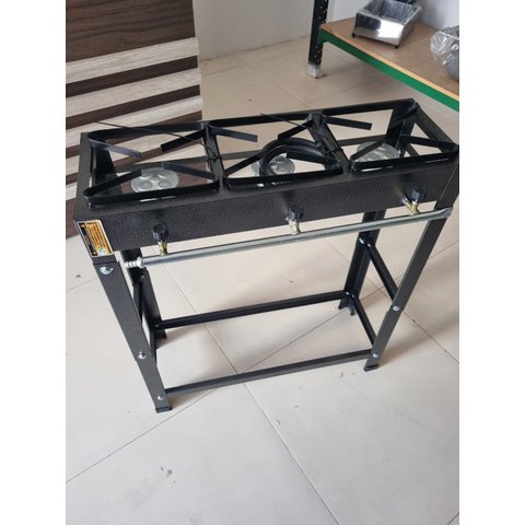 Fogão Industrial 3 Bocas Jr Alta Pressão Preto C/ Mangueira