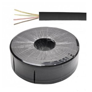 Cabo Liso Chato P/ Tel 4 Vias Preto Rolo C/ 300mts