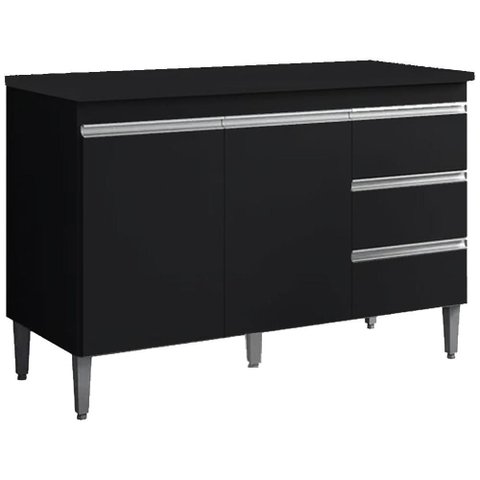 Balcao com Tampo 2 Pt 3 G 120 Cm Andreia Preto Reajl Moveis