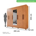 Ver imagem 4 de Guarda-roupa Casal 8 Portas 4 Gavetas com Espelho com Pés Montreal 100% MDF