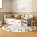Ver imagem 1 de Cama de Solteiro Funcional Infantil com Escrivaninha e Cama Auxiliar 100% Mdf Premium Helena