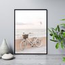 Quadro Bicicleta na Praia 24x18cm - com Vidro:madeira Branca - 1