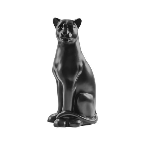 Escultura Obra de Arte Estátua Pantera Sentada Grande 90cm:preto Fosco