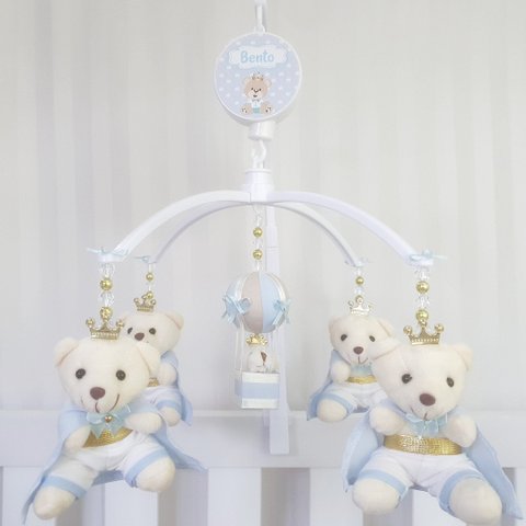 Mobile para Berço Musical Giratório Rei Balão Azul