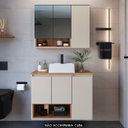 Ver imagem 2 de Gabinete Banheiro 80cm 3 Portas e Espelheira Taos Mel/arenas F10 - Mpozenato