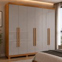 Ver imagem 3 de Guarda-Roupa Casal 100% MDF 6 Portas e 6 Gavetas com Pés 273cm Multimóveis CR35509 Madeirado/Off