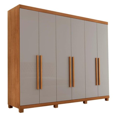 Guarda-Roupa Casal 100% MDF 6 Portas e 6 Gavetas com Pés 273cm Multimóveis CR35509 Madeirado/Off