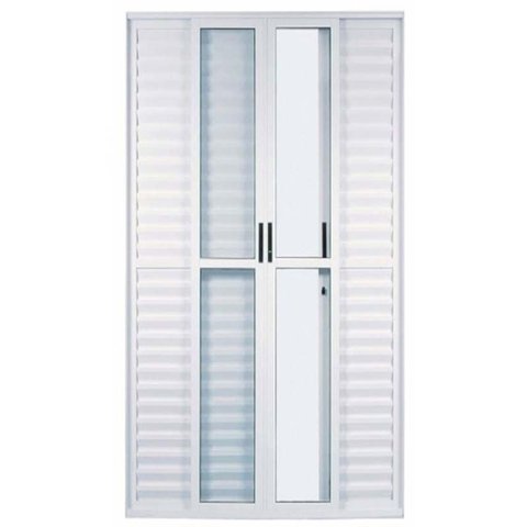 Porta Balcão de Correr com Veneziana de Alumínio Branco 6 Folhas Cmc Classic - 2.10 (A) X 1.50 (L)