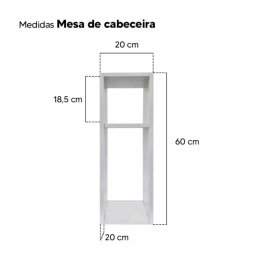 Mesa de Cabeceira Safira Pequena 20x20x60cm Branco Quarto Sala - 4