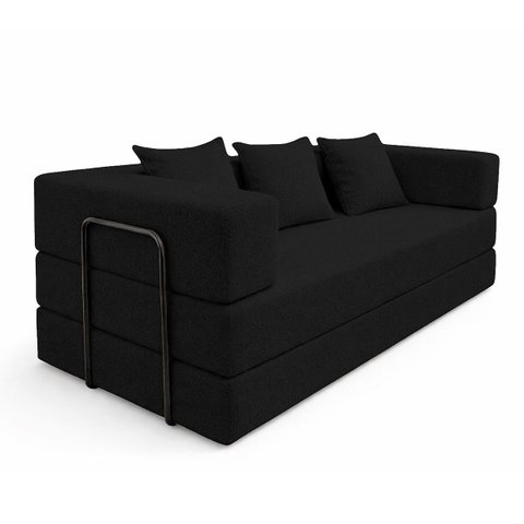 Sofa Cama 2 Lugares Virginia 185cm Boucle Sofa na Caixa Preto